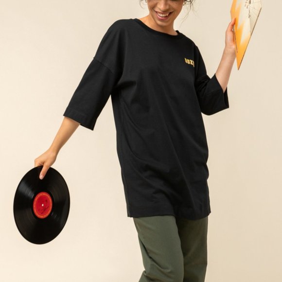 Roxy Macrame Hour Anthracite Graphic T Shirt Tee Oversized, XS, NWT - Picture 1 of 9